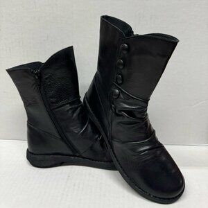 MIZ MOOZ LEATHER BOOTS SIDE ZIP / BUTTONS BLACK 37EU / 7US NEW # C-30